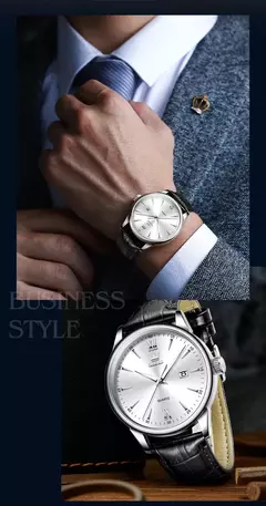 OLEVS-Relógio de quartzo de luxo masculino, pulseira de couro original de alta na internet