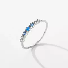 Anéis de zircônia azul para mulheres, prata esterlina 925, simples, empilháve - loja online