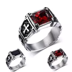 Imagem do Anel cruz rubi retrô para homem, conjunto de joias personalizado, elegante, nov