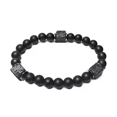 Pulseira de Pedra Lava Vulcânica para Homens e Mulheres Joalheria Clássica Neg - comprar online