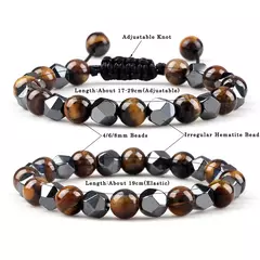 Pulseira irregular de hematita para homens e mulheres, talão de olho de tigre, - comprar online