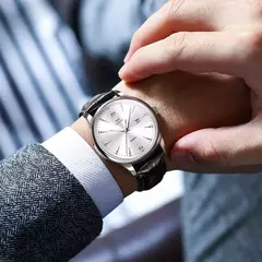 OLEVS-Relógio de quartzo de luxo masculino, pulseira de couro original de alta na internet