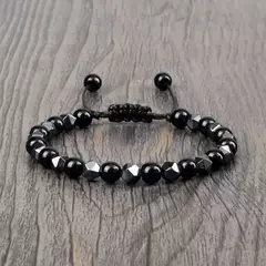 Pulseira irregular de hematita para homens e mulheres, talão de olho de tigre, na internet