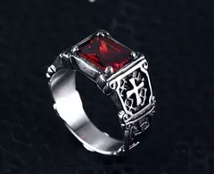 Anel cruz rubi retrô para homem, conjunto de joias personalizado, elegante, nov - loja online