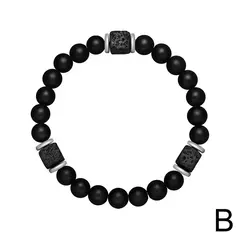 Pulseira de Pedra Lava Vulcânica para Homens e Mulheres Joalheria Clássica Neg - loja online