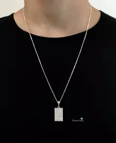Corrente Masculina Pingente Medalha Tudo Posso Salmo 23 Banhado a Prata Cordão - comprar online