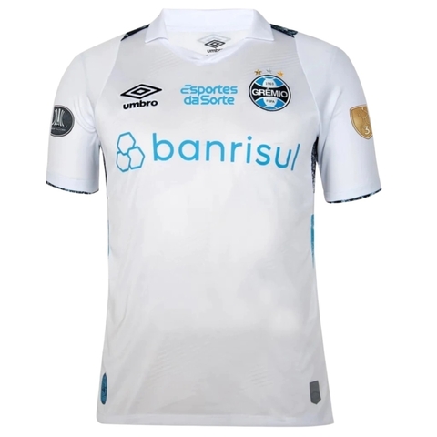 Camisa Grêmio II 24/25 - Torcedor Umbro Masculina - Branca Com Patrocinio e Patchs Libertadores 2024