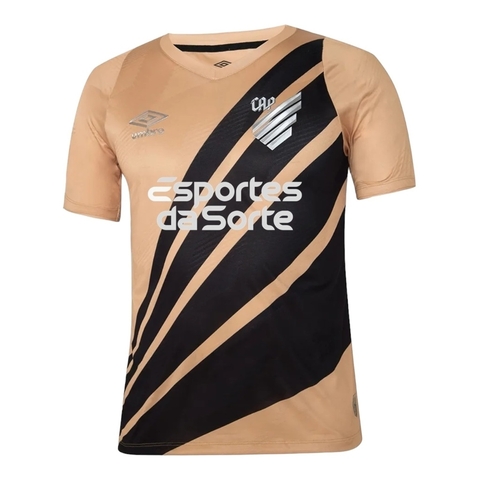 Camisa Athletico Paranaense II 24/25 - Torcedor Umbro Masculina - Dourada com detalhes em preto e Com Patrocínio