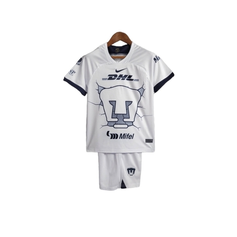 Kit Infantil Pumas do México II 23/24 - Nike - Branco com detalhes em azul
