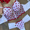 CONJUNTO TULE BORBADO EM ALTO RELEVO COM BICO BRANCO