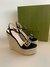 Sandália Anabela Gucci Couro Preto