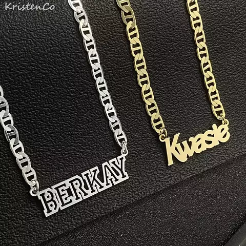 KristenCo-Collar personalizado con nombre, colgante de Color dorado, cadena plan