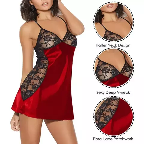 Conjunto de ropa interior Sexy para mujer, Conjunto de sujetador rojo transparen - comprar online