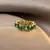 Anillos irregulares de cristal verde de lujo para mujer, joyería Neo gótica de