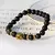 Pulsera de cuentas de madera para hombre, brazalete de leopardo hecho a mano, pi - tienda online
