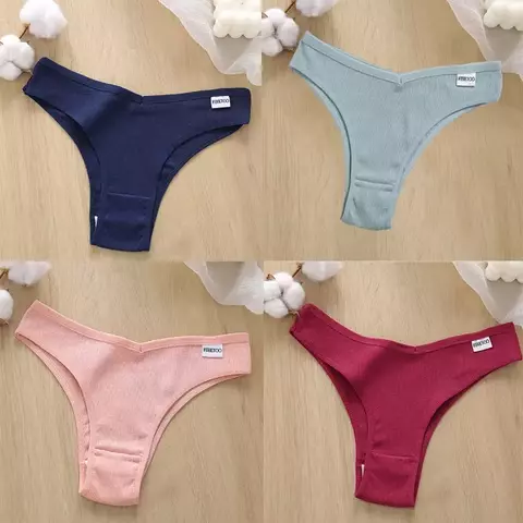 FINETOO-bragas de algodón para mujer, ropa interior Sexy de cintura baja, lence