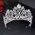 Corona redonda de circón para boda, diadema de lujo con diamantes de imitación