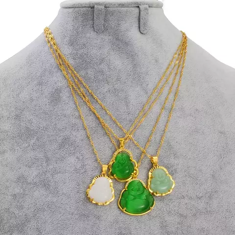 Anniyo-collares con colgante de Buda para mujer y niña, amuleto de estilo chino