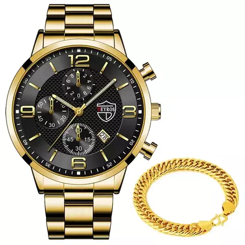Reloj hombre Relojes de negocios de lujo para hombre, pulsera de oro, de cuarzo, - comprar online