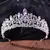 Tiaras de diamantes de imitación para novia, diademas de Color plateado púrpur