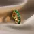 Anillos irregulares de cristal verde de lujo para mujer, joyería Neo gótica de - comprar online