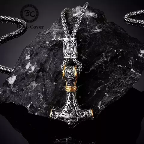 Collar de amuleto de runa escandinava de Mjolnir, martillo de Thor, vikingos nó - comprar online