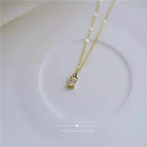 Colgante de plata de ley 925 con diamante cuadrado pequeño para mujer, Collar c - comprar online