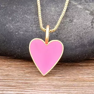 Collar de pareja de corazón romántico, cadena de suéter Simple para el Día d - comprar online