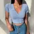 Camiseta floral retrô francesa com decote em v feminina, blusa de manga curta,