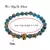 Pulsera de cuentas de madera para hombre, brazalete de leopardo hecho a mano, pi