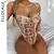 Ellolace floral bordado bodysuit feminino rendas até corpo bandagem sexy sem ma