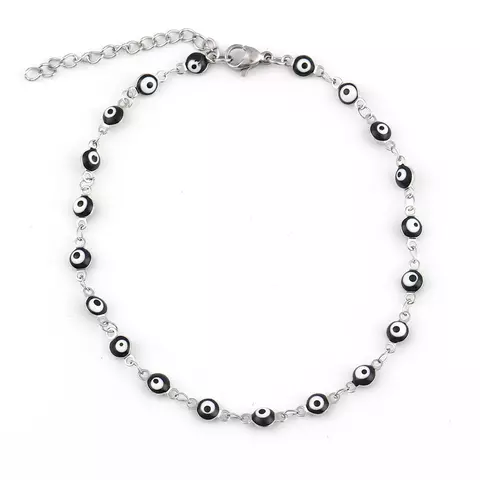 Tobillera de acero inoxidable para hombre y mujer, pulsera redonda de esmalte co