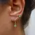 3 peças requintados verde zircão pendurado brincos conjunto para mulheres de a