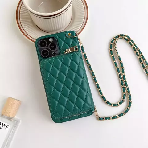 Funda de cuero con correa cruzada para IPhone, funda de teléfono con cordón pa