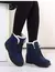 Botas de inverno femininas de salto baixo botas femininas com pele quente sapato - comprar online