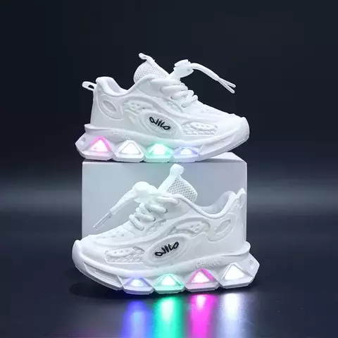 Sapatos de bebê 2023 primavera outono novos meninos e meninas iluminar tênis d