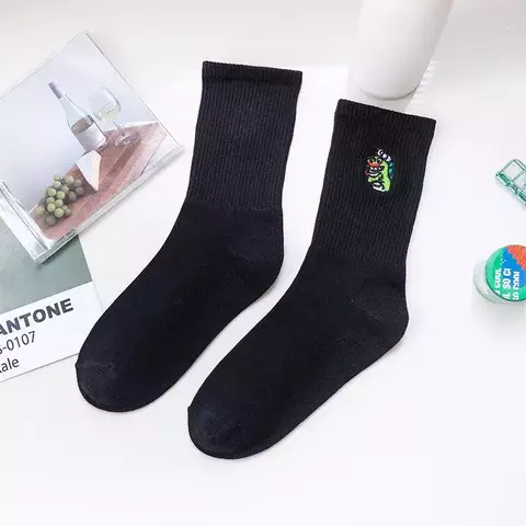 Calcetines de dinosaurio bordado para mujer, estilo Harajuku coreano, Kawaii, di