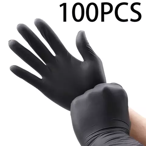 Paquete de 100 guantes desechables de nitrilo negro para limpieza del hogar, her