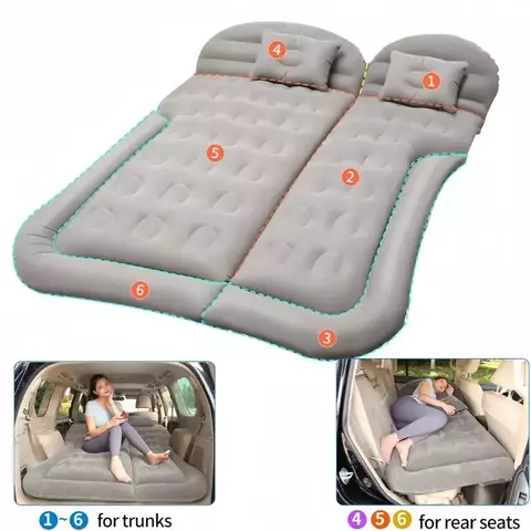 Colchón de aire para coche flocado, cama de viaje SUV, colchón inflable plegab