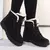 Botas de inverno femininas de salto baixo botas femininas com pele quente sapato - comprar online