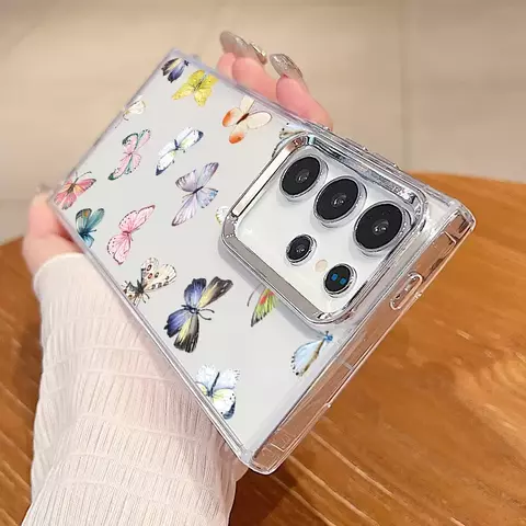 Funda transparente con flores para Samsung Galaxy S24 Ultra Capa S22 S23 Ultra S