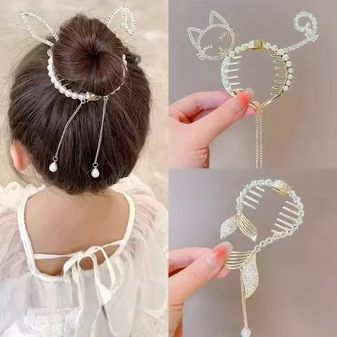 Grampo de cabelo brilhante com asa de anjo, orelhas de animais, bebê, elegante,
