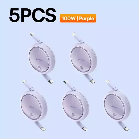 Baseus-Cable retráctil USB C a USB C, Cable de datos de carga rápida PD para i