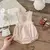 Terno de bebê menina camisa francesa com babados + macacão geral de renda bord - tienda online