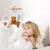 Berço de madeira móvel cama do bebê sino chocalho brinquedo macio feltro dos
