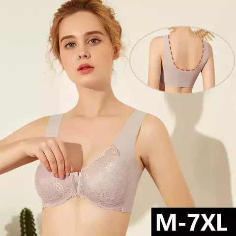 Bralette de encaje con cierre frontal para mujer, sujetador Sexy de talla grande - comprar online