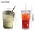 Vasos transparentes con tapa y pajita, taza de vidrio a rayas de 1/2 piezas, 450 en internet