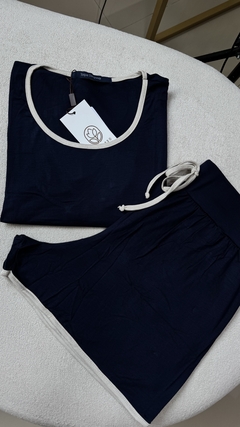 Pijama Curto Feminino Marinho em Viscolycra - loja online