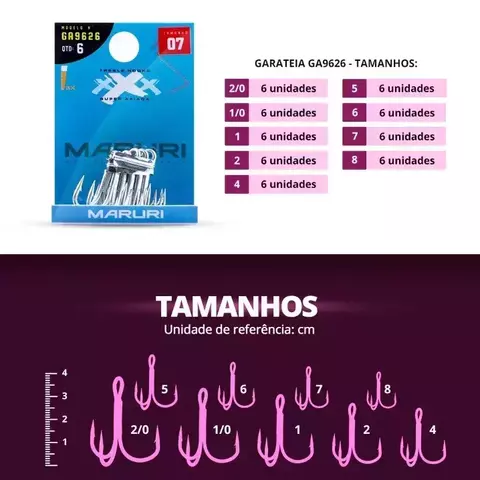 Garatéia Maruri 3X Treble Hook - Pacote com 6 UN