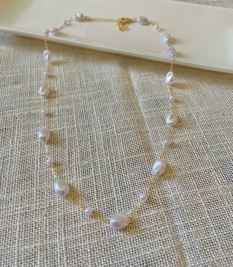 Colar Pérola barroca brisa folheado ouro 18k